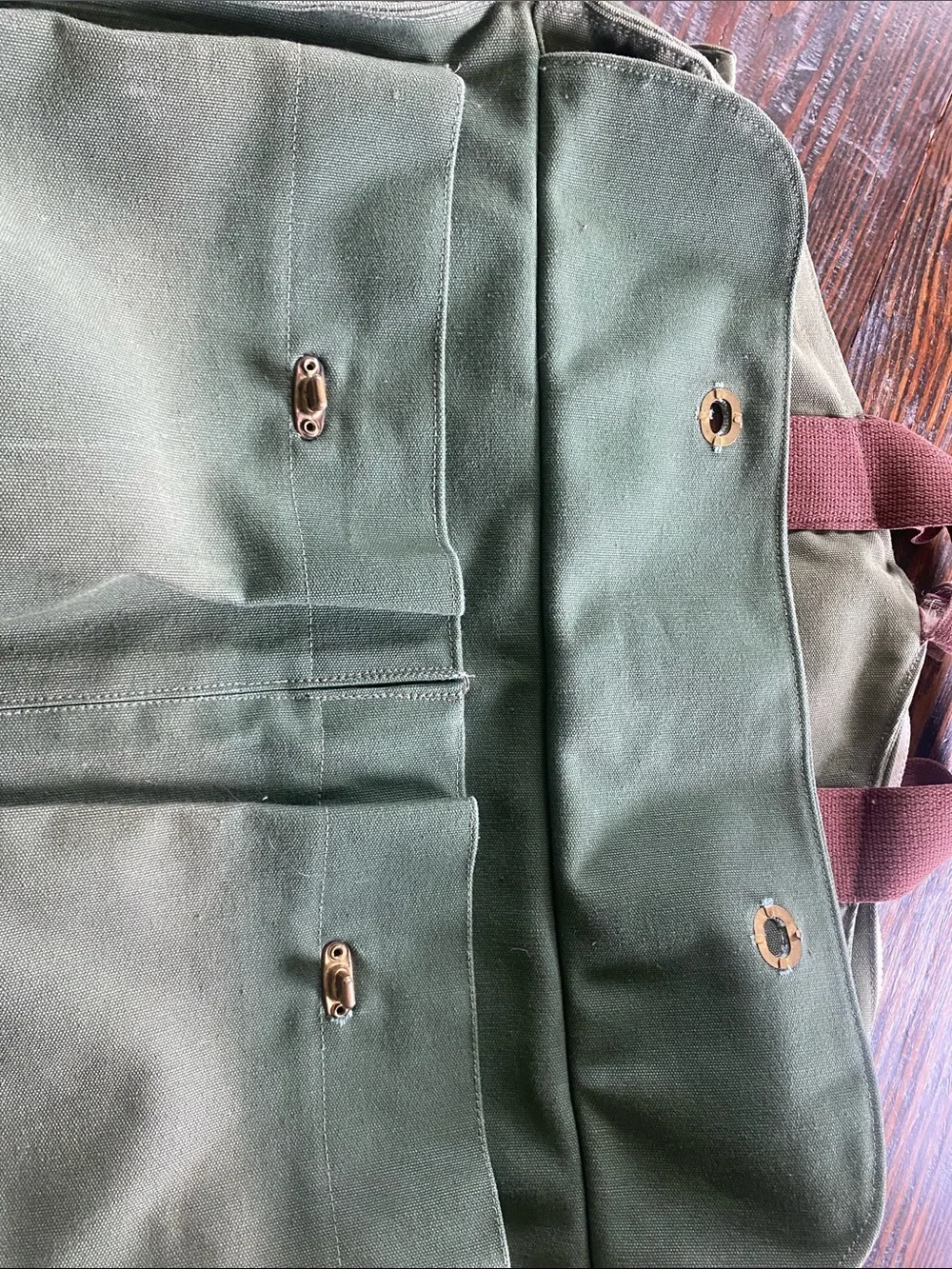Vintage Lands End Deluxe Square Rigger Olive Canvas Garment Bag Heavy Duty